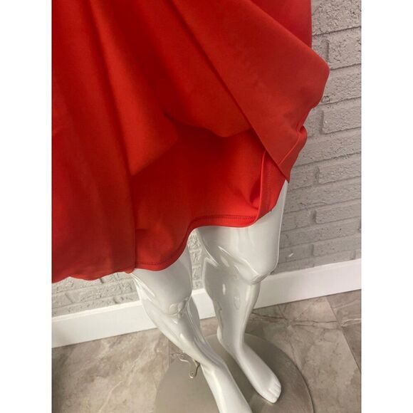 Banana Republic Women Red 3/4 Length Ruffle Sleeve Shift Dress Size 8 - Picture 6 of 8